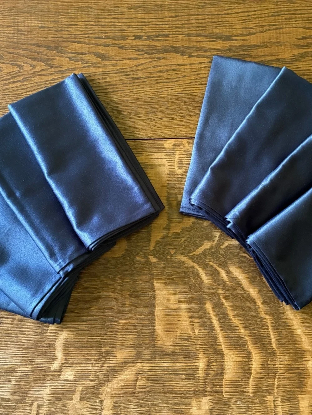 Set of 8 Navy Blue Sateen Dinner Napkins